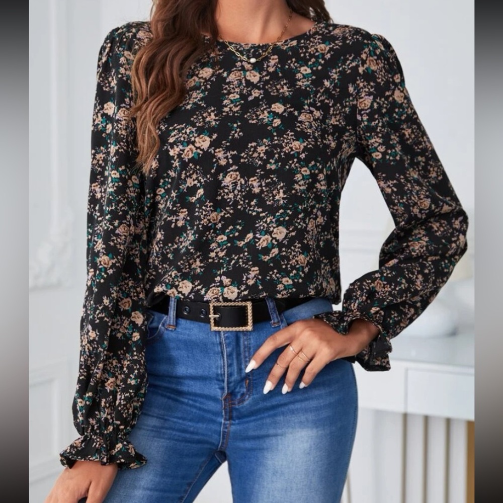 Floral Print Lace Tie Back
